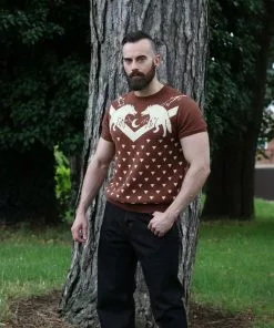 New In Collectif Mens Scott Mountain Wolf 50's Jumper Brown