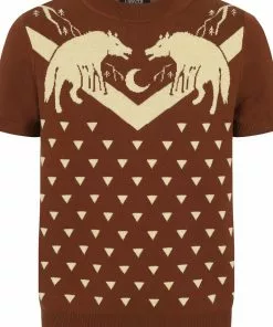 New In Collectif Mens Scott Mountain Wolf 50's Jumper Brown