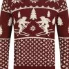 New In Collectif Mens James Festive Knitted Jumper Red