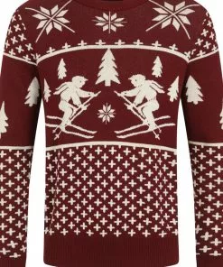 New In Collectif Mens James Festive Knitted Jumper Red