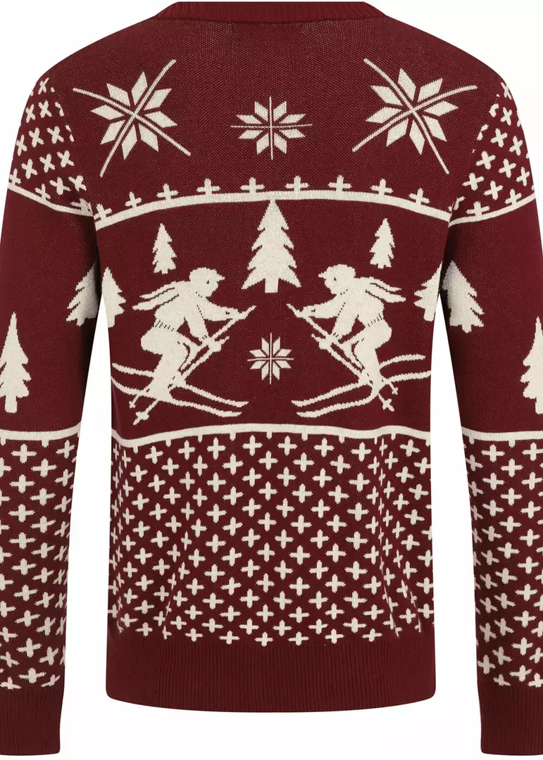 New In Collectif Mens James Festive Knitted Jumper Red 5 New In Collectif Mens James Festive Knitted Jumper Red