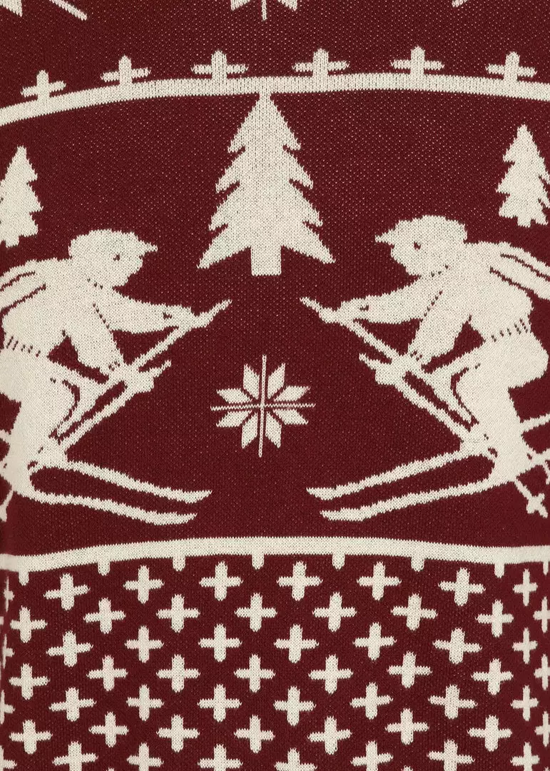 New In Collectif Mens James Festive Knitted Jumper Red 6 New In Collectif Mens James Festive Knitted Jumper Red