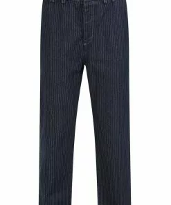 Collectif Mens Johnny Striped Jeans Blue White
