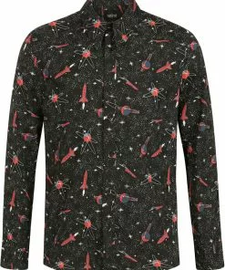 New In Collectif Men Henry Atomic Rocket 50's Shirt Black