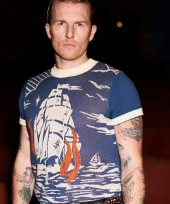 Collectif Men Bobbie Nautical 40's Jumper Blue New In