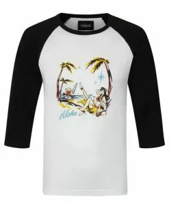 New In Collectif Mens Jake Aloha 50's T-Shirt White Black