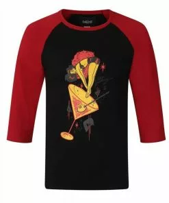 New In Collectif Mens Jake Let's Go Swimming 50's T-Shirt Black Burgundy