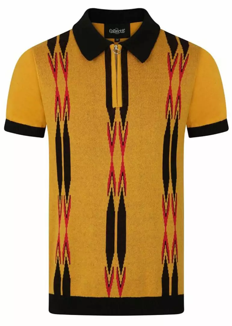 New In Collectif Mens Pablo Marylebone Polo Shirt Mustard 4 New In Collectif Mens Pablo Marylebone Polo Shirt Mustard
