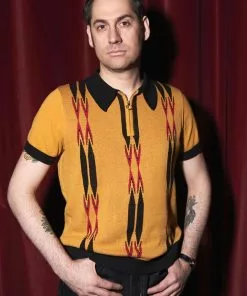 New In Collectif Mens Pablo Marylebone Polo Shirt Mustard