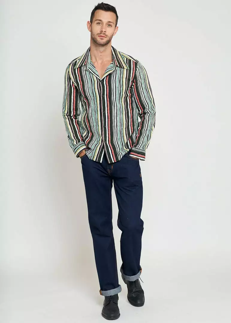 Collectif Mens Jamie Bamboo 50's Shirt Black New In 4 Collectif Mens Jamie Bamboo 50's Shirt Black New In