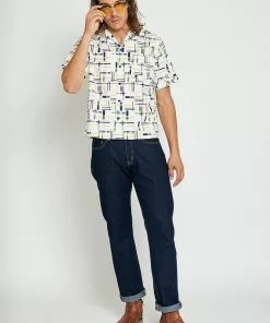 Collectif Mens Oscar Carnaby 50's Shirt Cream