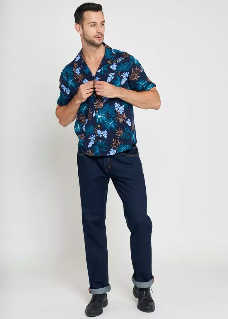 Collectif Mens Oscar Tomika Haiti 50's Shirt Navy New In 8 Collectif Mens Oscar Tomika Haiti 50's Shirt Navy New In