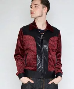 New In Collectif Men Jonathan Leopard 50's Jacket Red