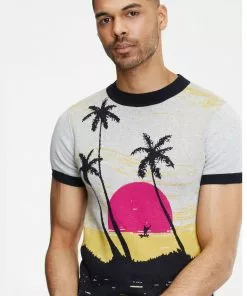Collectif Mens Scott Palm Paradise 50's Jumper Multicolour