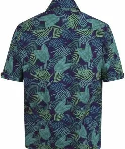 New In Collectif Mens Cesar Dark Palm Shirt Blue 11 New In Collectif Mens Cesar Dark Palm Shirt Blue