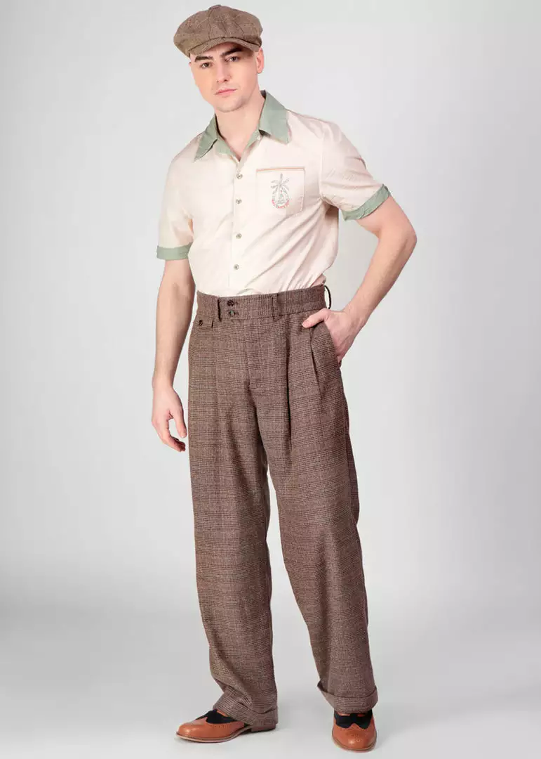 Collectif Mens Edison 40's Trousers Brown 3 Collectif Mens Edison 40's Trousers Brown