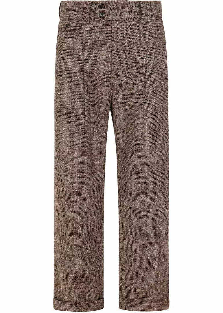 Collectif Mens Edison 40's Trousers Brown 4 Collectif Mens Edison 40's Trousers Brown