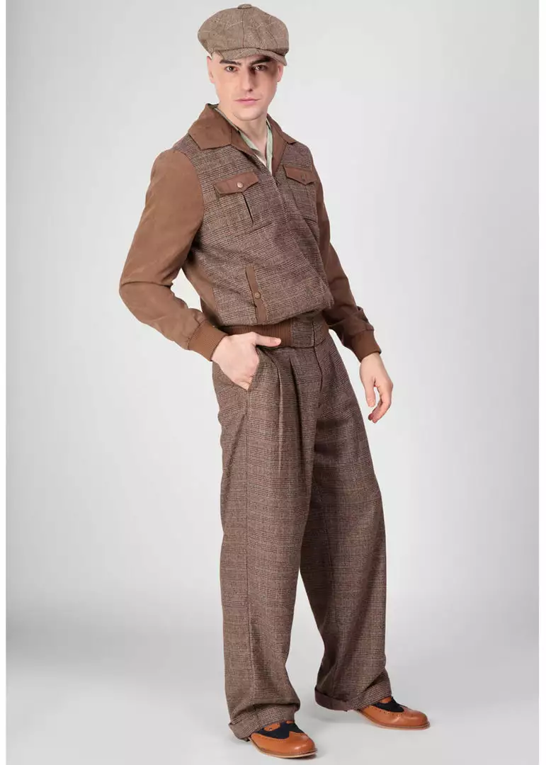 Collectif Mens Edison 40's Trousers Brown 5 Collectif Mens Edison 40's Trousers Brown