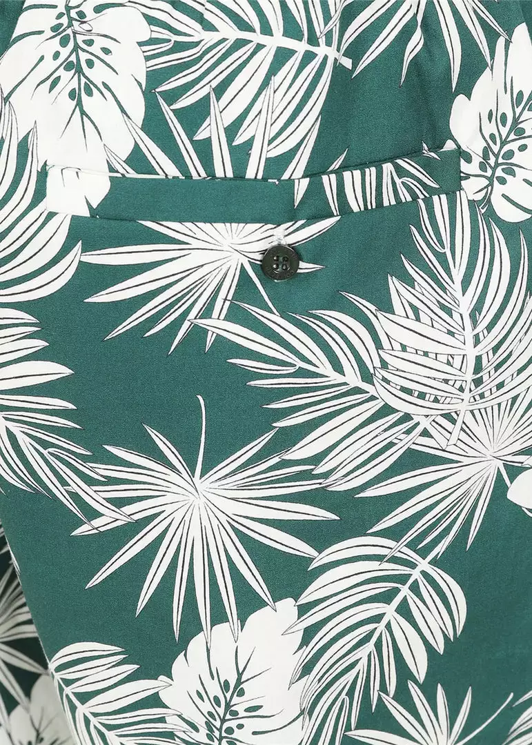 Collectif Mens Martin Deep Palm Shorts Green New In 7 Collectif Mens Martin Deep Palm Shorts Green New In