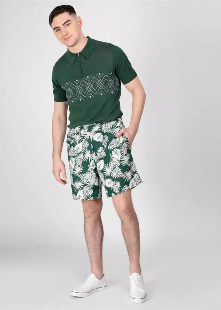 Collectif Mens Martin Deep Palm Shorts Green New In 8 Collectif Mens Martin Deep Palm Shorts Green New In