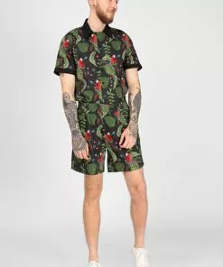 New In Collectif Mens Martin Parrot Shorts Black