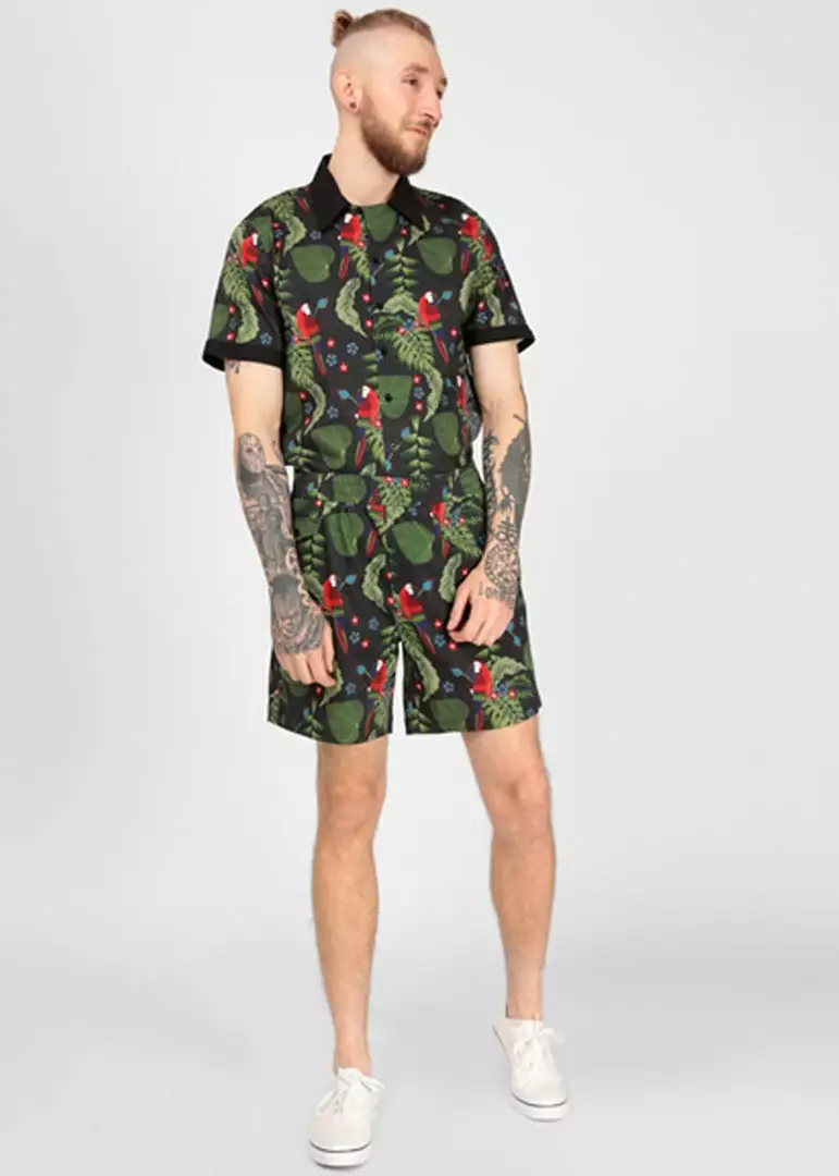 New In Collectif Mens Martin Parrot Shorts Black 4 New In Collectif Mens Martin Parrot Shorts Black