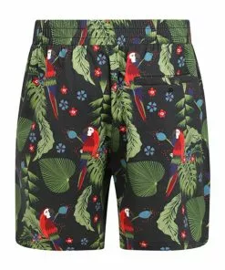 New In Collectif Mens Martin Parrot Shorts Black 9 New In Collectif Mens Martin Parrot Shorts Black