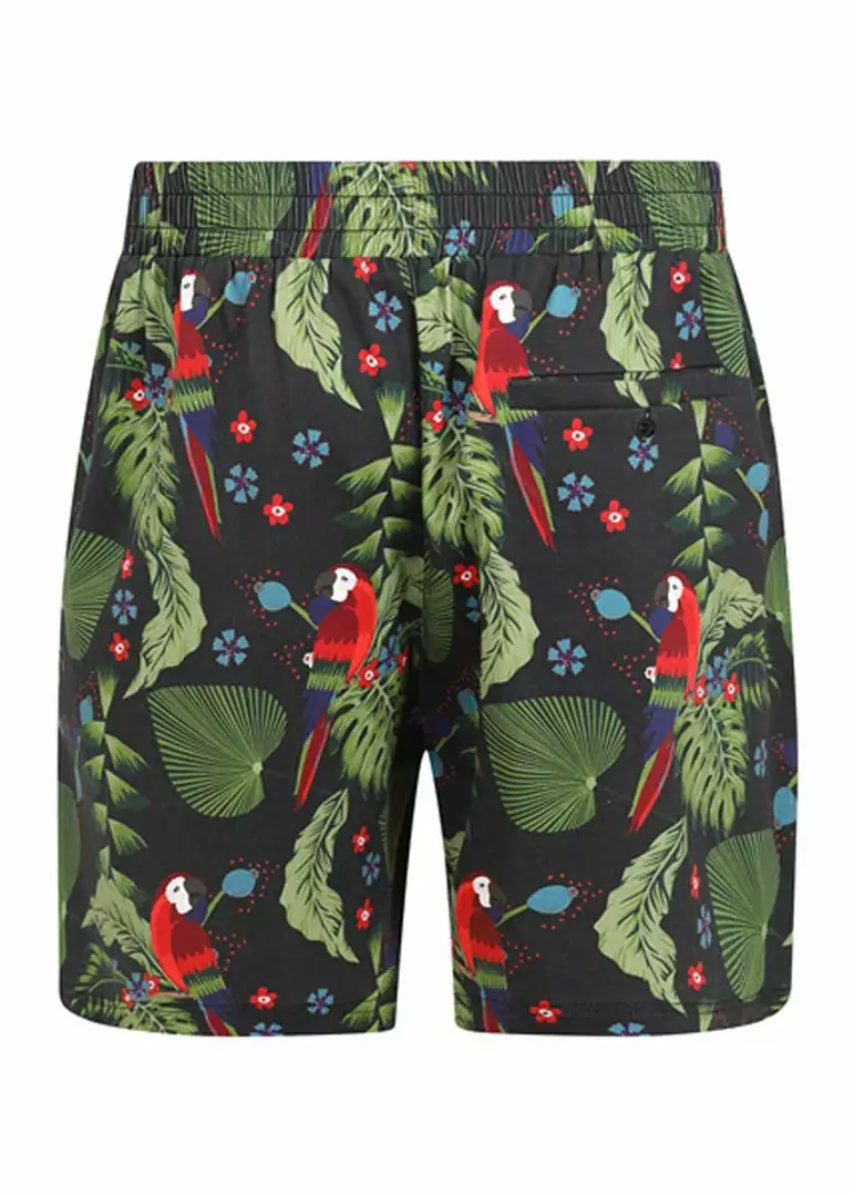 New In Collectif Mens Martin Parrot Shorts Black 5 New In Collectif Mens Martin Parrot Shorts Black