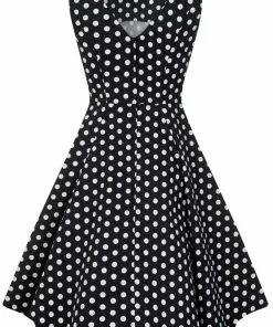 Collectif Hepburn Polkadot 50's Swing Dress Black White New In