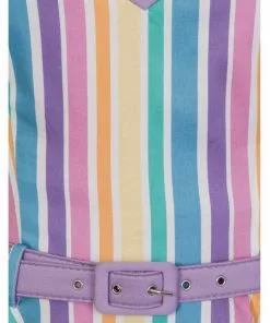 Collectif Nova Rainbow Stripes 50's Swing Dress Multi New In