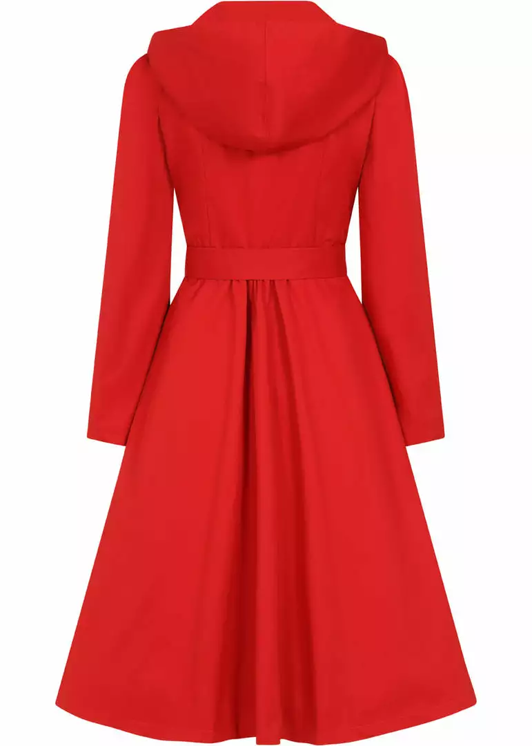 Collectif Sarah 50's Hooded Trenchcoat Red New In 5 Collectif Sarah 50's Hooded Trenchcoat Red New In