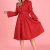 Collectif Sarah 50's Hooded Trenchcoat Red New In 1 Collectif Sarah 50's Hooded Trenchcoat Red New In