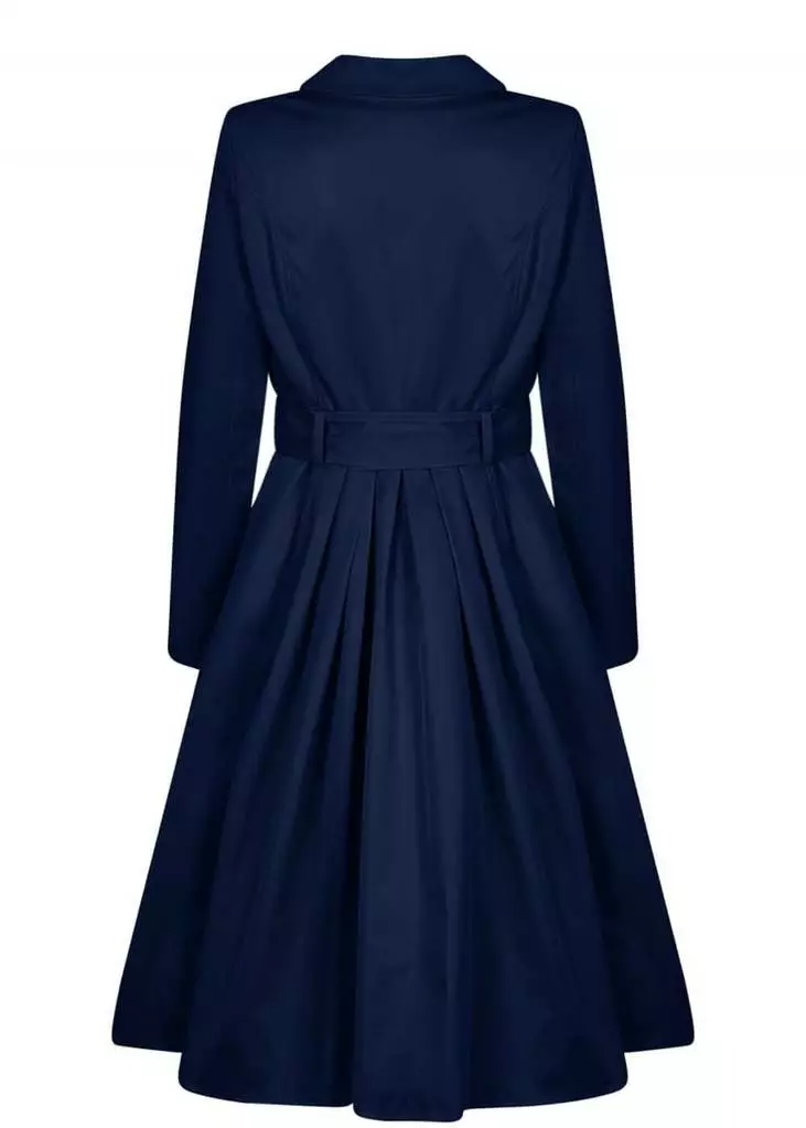 Collectif Korrina 50's Swing Trenchcoat Navy 5 Collectif Korrina 50's Swing Trenchcoat Navy