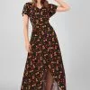 New In Collectif Sunny Ditsy Tulip Bloom 70's Maxi Dress Black