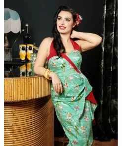 Collectif Lorna Motel 50's Pencil Dress Blue New In