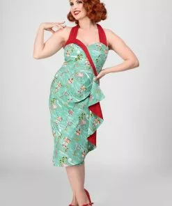 Collectif Lorna Motel 50's Pencil Dress Blue New In