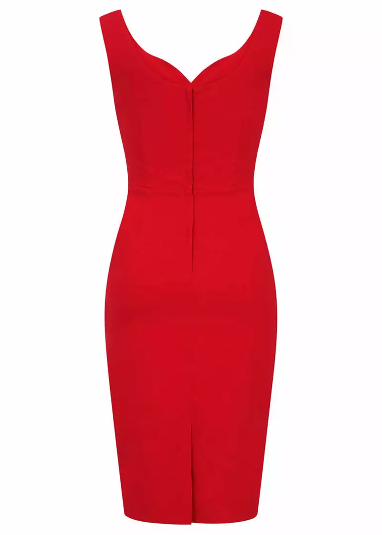 Collectif Ridly 50's Pencil Dress Red 4 Collectif Ridly 50's Pencil Dress Red