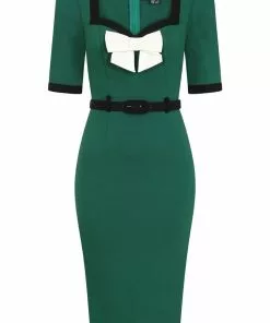 Collectif Sadie 50's Pencil Dress Green New In