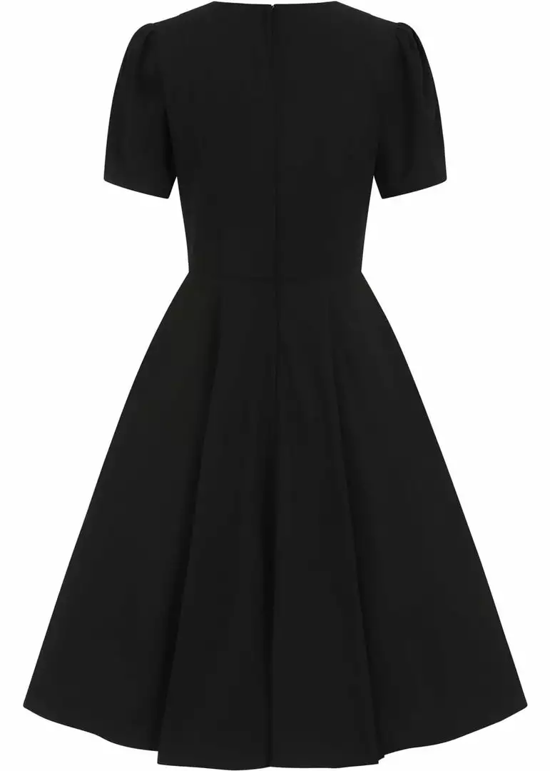 Collectif Valentine Hearts 50's Swing Dress Black New In 6 Collectif Valentine Hearts 50's Swing Dress Black New In