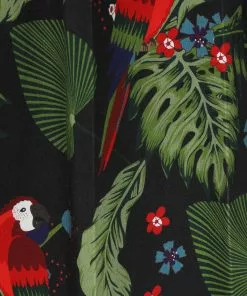 New In Collectif Jill Parrot Paradise 50's Swing Dress Black