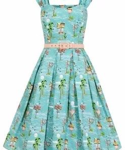 New In Collectif Jill Motel 50's Swing Dress Blue