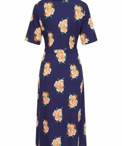 Collectif Alberta Spring Floral 40's Dress Navy 8 Collectif Alberta Spring Floral 40's Dress Navy