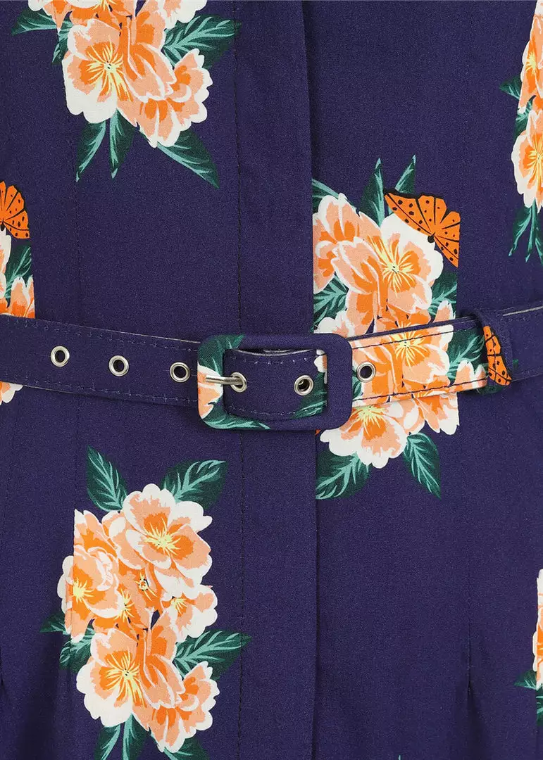 Collectif Alberta Spring Floral 40's Dress Navy 4 Collectif Alberta Spring Floral 40's Dress Navy