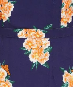 Collectif Alberta Spring Floral 40's Dress Navy 9 Collectif Alberta Spring Floral 40's Dress Navy