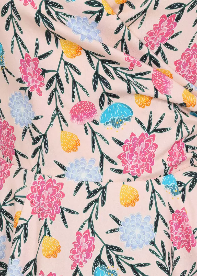 Collectif Maria Floral Whimsy 50's Swing Dress Pink 5 Collectif Maria Floral Whimsy 50's Swing Dress Pink