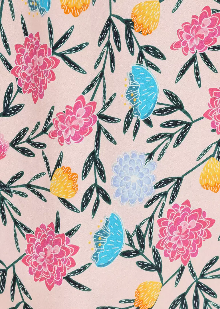 Collectif Maria Floral Whimsy 50's Swing Dress Pink 7 Collectif Maria Floral Whimsy 50's Swing Dress Pink