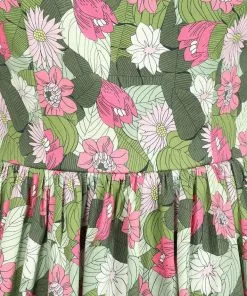 New In Collectif Candice Palm Blush Floral 50's Swing Dress Green 10 New In Collectif Candice Palm Blush Floral 50's Swing Dress Green