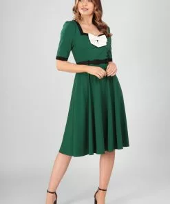 New In Collectif Sadie 50's Swing Dress Green 10 New In Collectif Sadie 50's Swing Dress Green