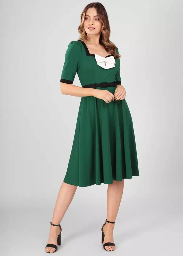 New In Collectif Sadie 50's Swing Dress Green 5 New In Collectif Sadie 50's Swing Dress Green