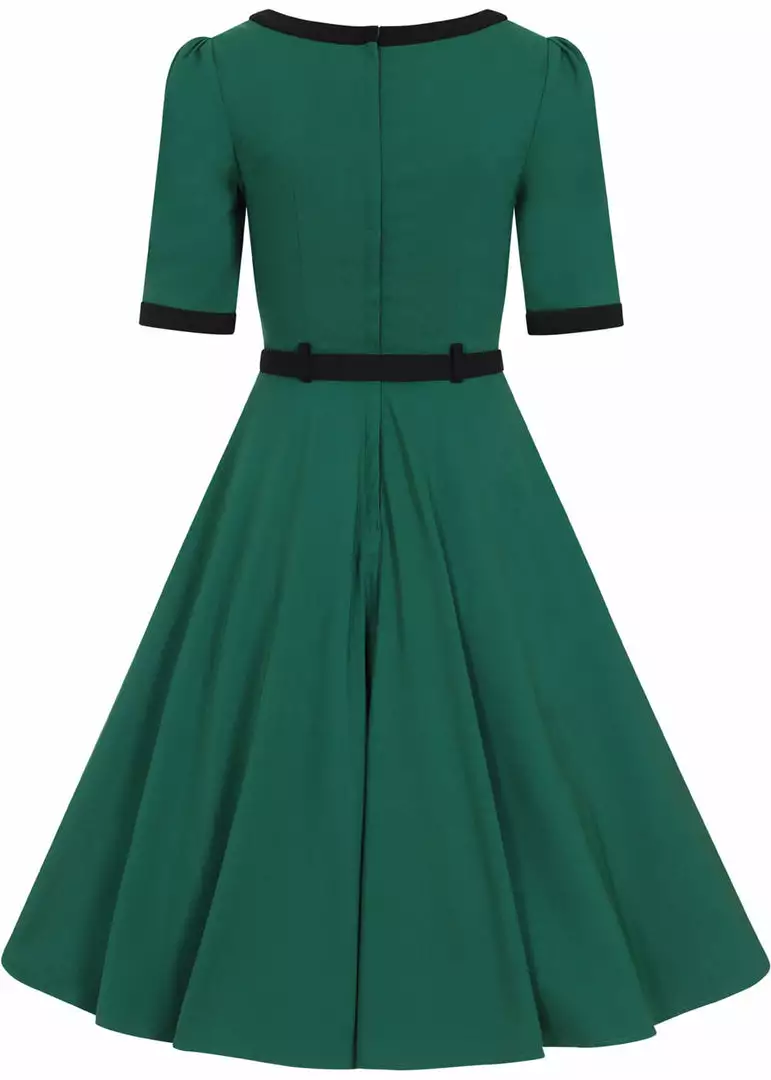 New In Collectif Sadie 50's Swing Dress Green 8 New In Collectif Sadie 50's Swing Dress Green